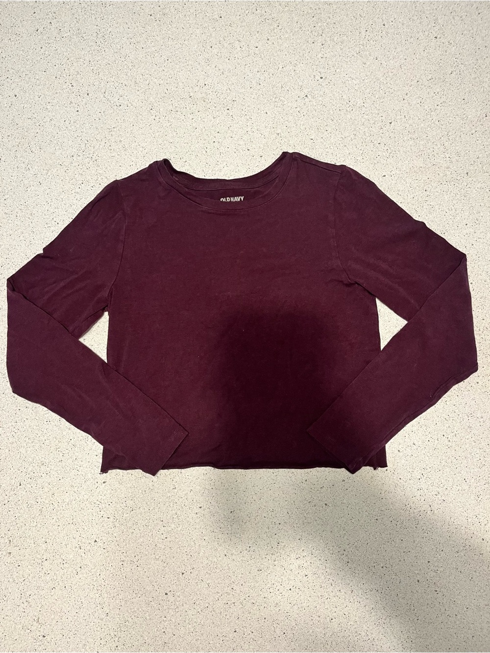 Old Navy Long Sleeve Crewneck Crop Top Deep Wine